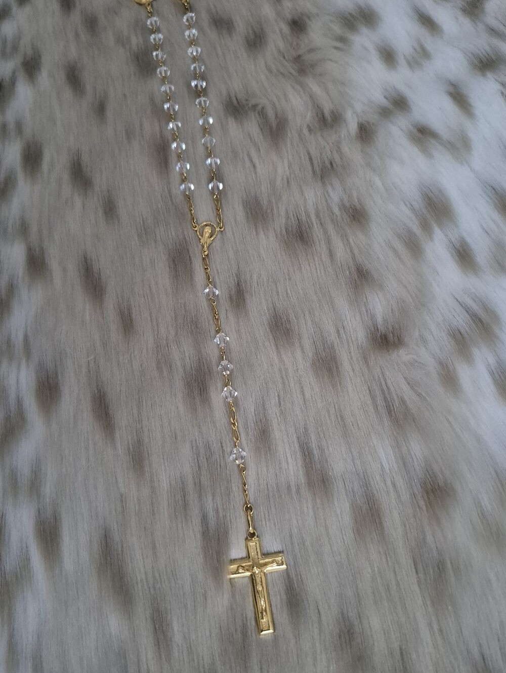 🌙 Italian 800 Silver Vermeil & Swarovski Crystal Rosary Vicenza VI 275 NOS